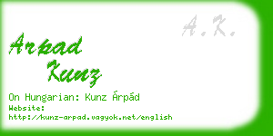 arpad kunz business card