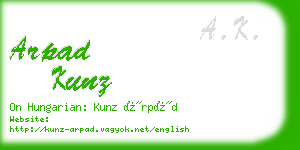 arpad kunz business card